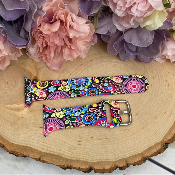Pop Art Floral Silicone Watchband for Apple - Picture 12 of 16